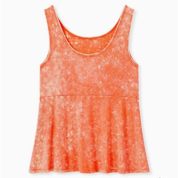 Torrid Tank Top Coral Ribbed Peplum- Ribbed Mineral Wash Size 3 NWOT - Picture 11 of 12